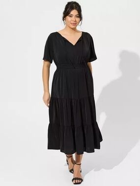 NWOT torrid 00 Black Tiered V-Neck Midi/Maxi Dress
